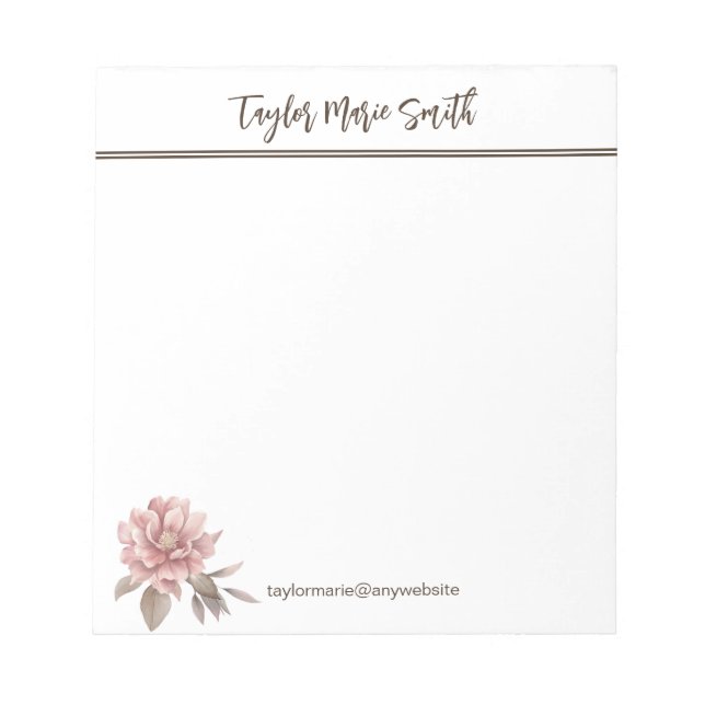 Bloco De Notas Notepad Personalizado de Flor de Pensão Rosa (Frente)