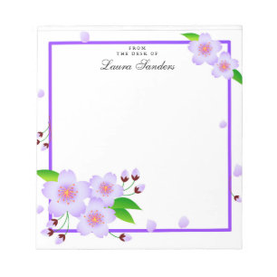 Bloco De Notas Notepad Personalizado de Flor Violeta Elegante