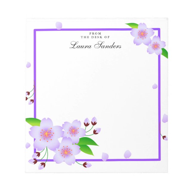 Bloco De Notas Notepad Personalizado de Flor Violeta Elegante (Frente)