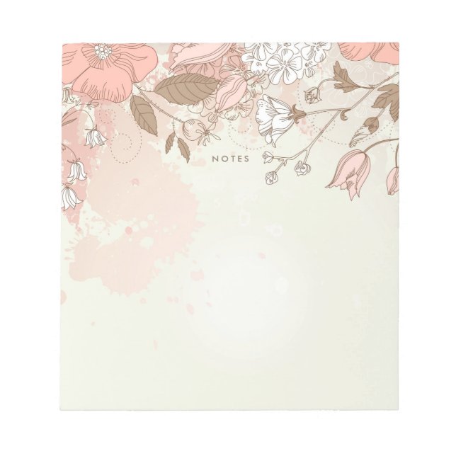 Bloco De Notas Notepad Personalizado de Flores Botânicas De Blush (Frente)