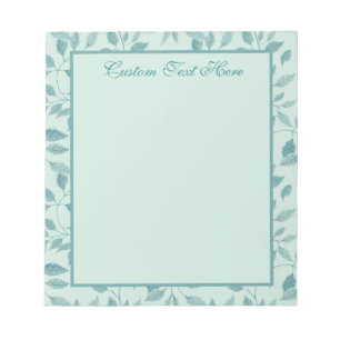 Bloco De Notas Notepad Personalizado De Folhagem De Teal Vintage