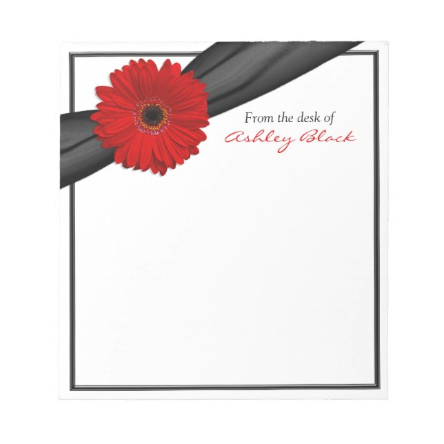 Bloco De Notas Notepad Personalizado de Friso de Daisy Red Gerber (Frente)