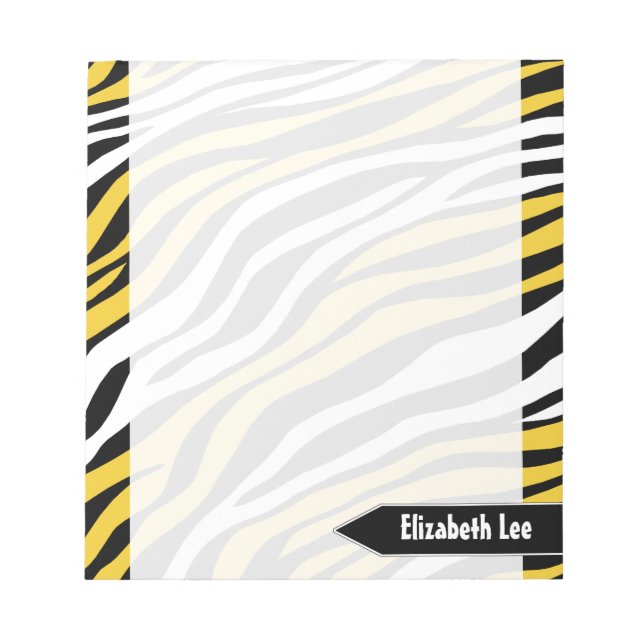 Bloco De Notas Notepad Personalizado de Mistura Amarela Zebra (Frente)
