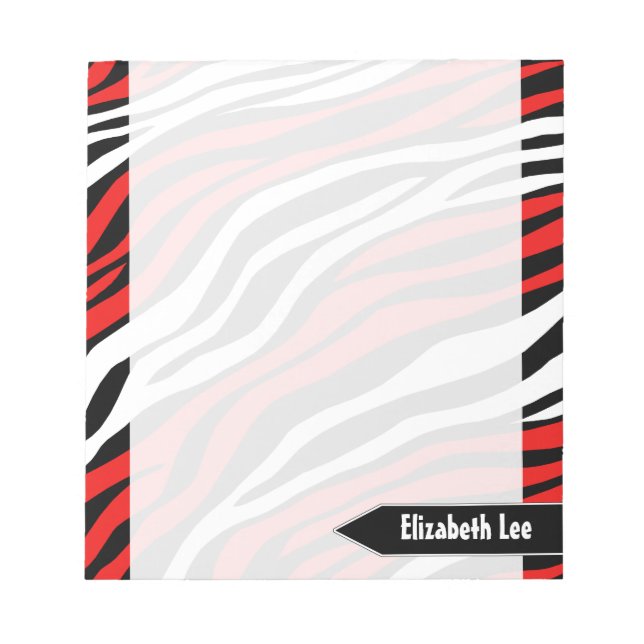 Bloco De Notas Notepad Personalizado de Mistura Vermelha Zebra (Frente)