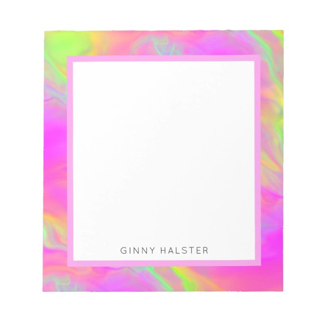 Bloco De Notas Notepad Personalizado de Neon Flow 5,5" x 6" (Frente)