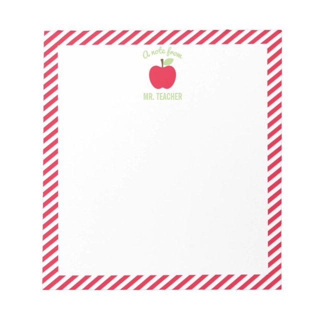 Bloco De Notas Notepad Personalizado De Professores Da Apple, Ver (Frente)