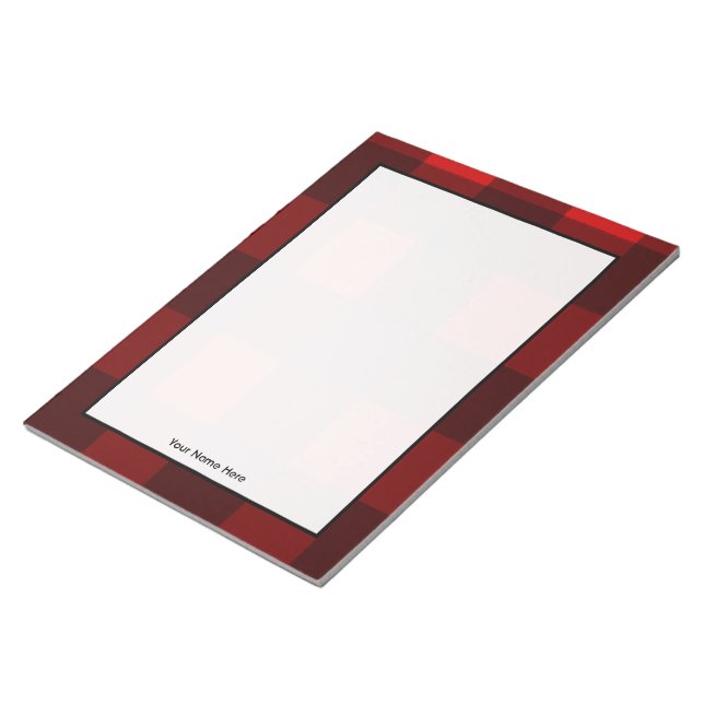 Bloco De Notas Notepad Personalizado de Xadrez Vermelha e Preta (Inclinado)