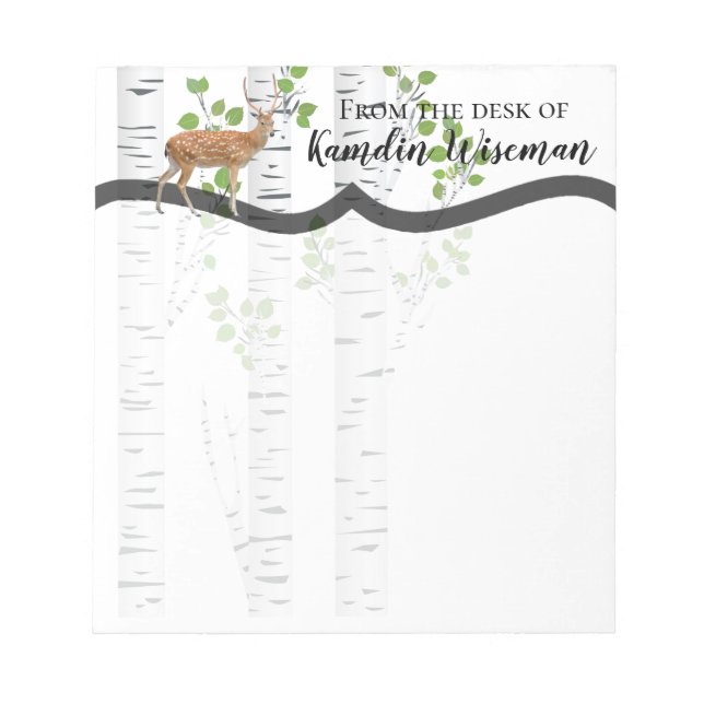 Bloco De Notas Notepad Personalizado Deer Doe Buck Woodland Hunti (Frente)