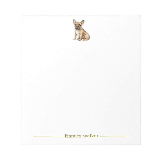 Bloco De Notas Notepad Personalizado do Bulldog Francês Castanho (Frente)