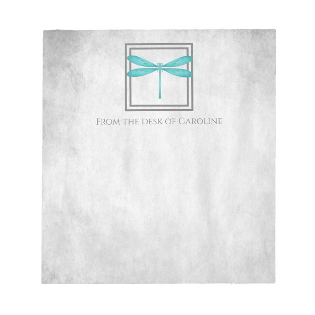 Bloco De Notas Notepad Personalizado do Dragonfly Teal (Frente)