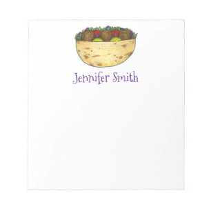 Bloco De Notas Notepad Personalizado do Falafel Pita Sandwich Foo