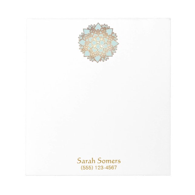Bloco De Notas Notepad Personalizado do Lotus Azul e Dourado (Frente)
