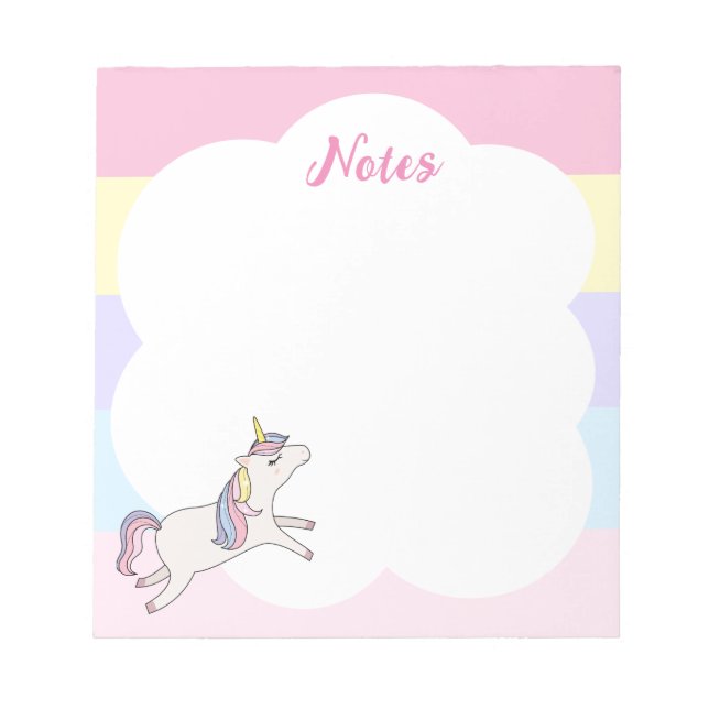 Bloco De Notas Notepad Personalizado do Rainbow Unicorn (Frente)