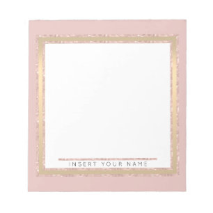 Bloco De Notas Notepad Personalizado Dourado Crystal Blush de 5,5
