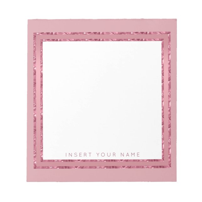 Bloco De Notas Notepad personalizado Dourado Crystal Rosa de 5,5" (Frente)