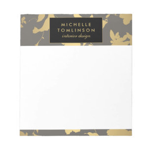 Bloco De Notas Notepad Personalizado Elegante Dourado Floral III