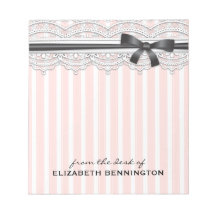 Notepad Personalizado Elegante Francês Stripes & L