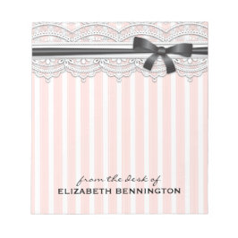 Bloco De Notas Notepad Personalizado Elegante Francês Stripes & L