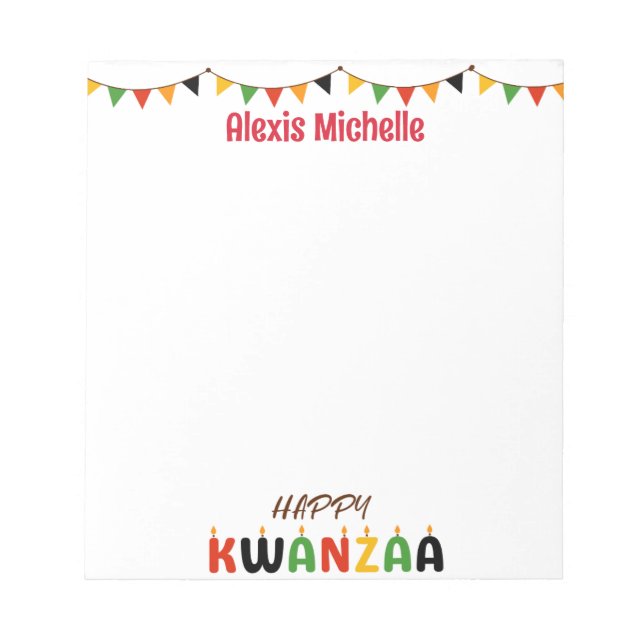 Bloco De Notas Notepad Personalizado Feliz Kwanzaa (Frente)