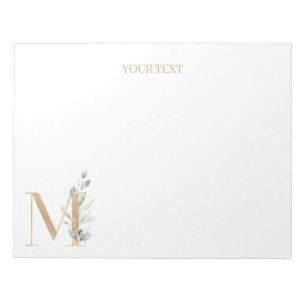 Bloco De Notas Notepad Personalizado Floral M Monograma