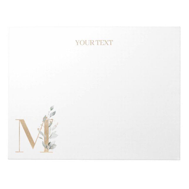 Bloco De Notas Notepad Personalizado Floral M Monograma (Frente)