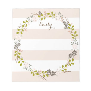 Bloco De Notas Notepad Personalizado Floral Natural Woodland