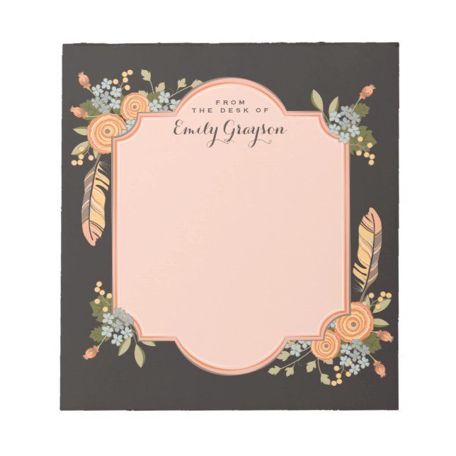 Bloco De Notas Notepad Personalizado Floral Natural Woodland (Frente)
