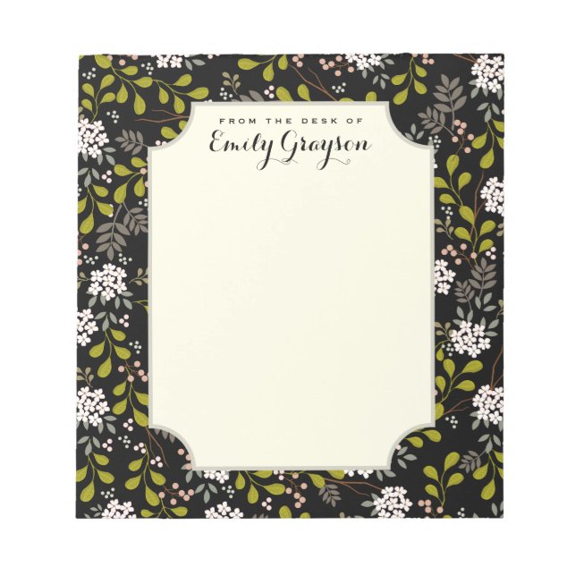Bloco De Notas Notepad Personalizado Floral Natural Woodland (Frente)