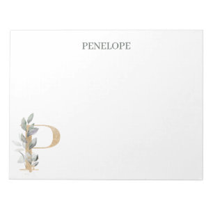 Bloco De Notas Notepad Personalizado Floral P Monograma
