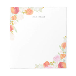 Bloco De Notas Notepad Personalizado Floral Pêaches