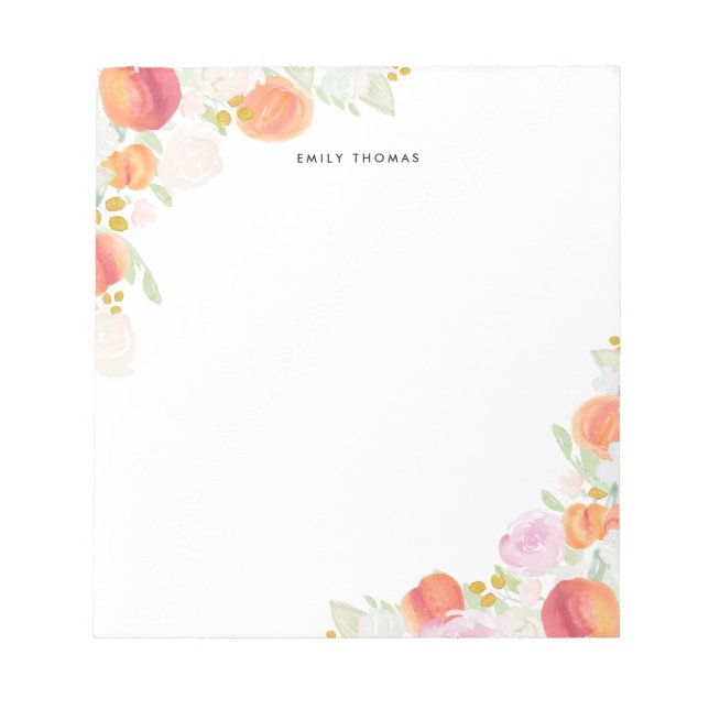 Bloco De Notas Notepad Personalizado Floral Pêaches (Frente)