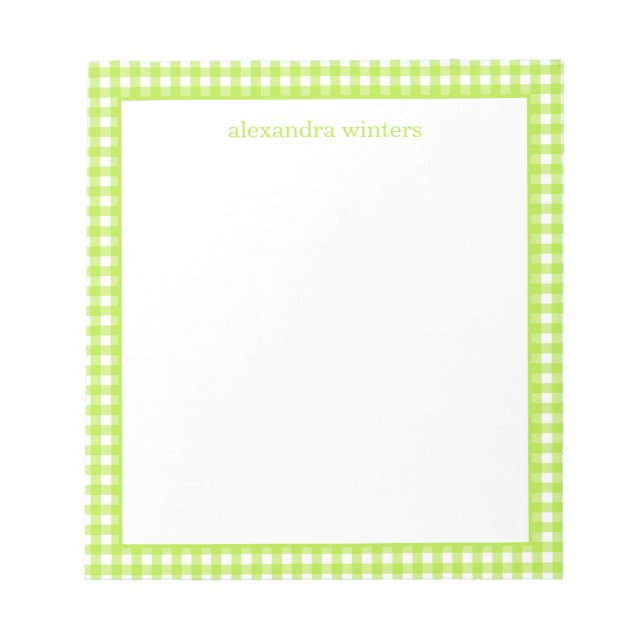 Bloco De Notas Notepad Personalizado Gingham (Frente)