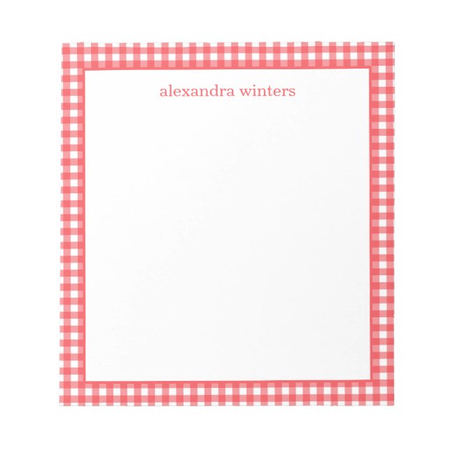 Bloco De Notas Notepad Personalizado Gingham (Frente)