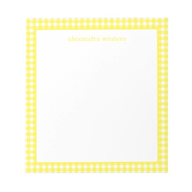 Bloco De Notas Notepad Personalizado Gingham (Frente)