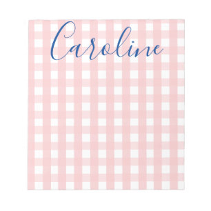 Bloco De Notas Notepad Personalizado Gingham e Script