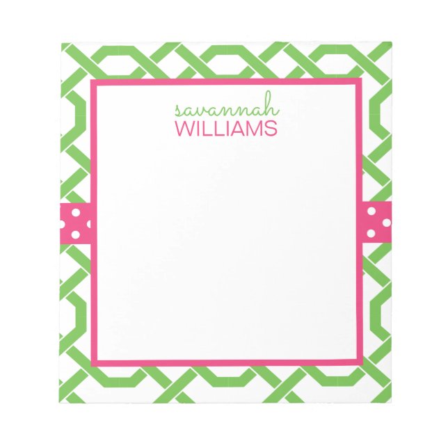 Bloco De Notas Notepad Personalizado Latice & Grosgrain (Frente)