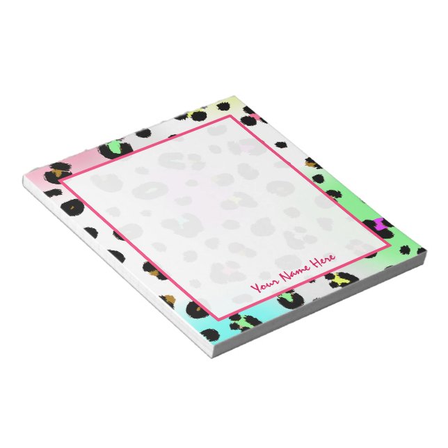 Bloco De Notas Notepad Personalizado Neon Leopard (Inclinado)