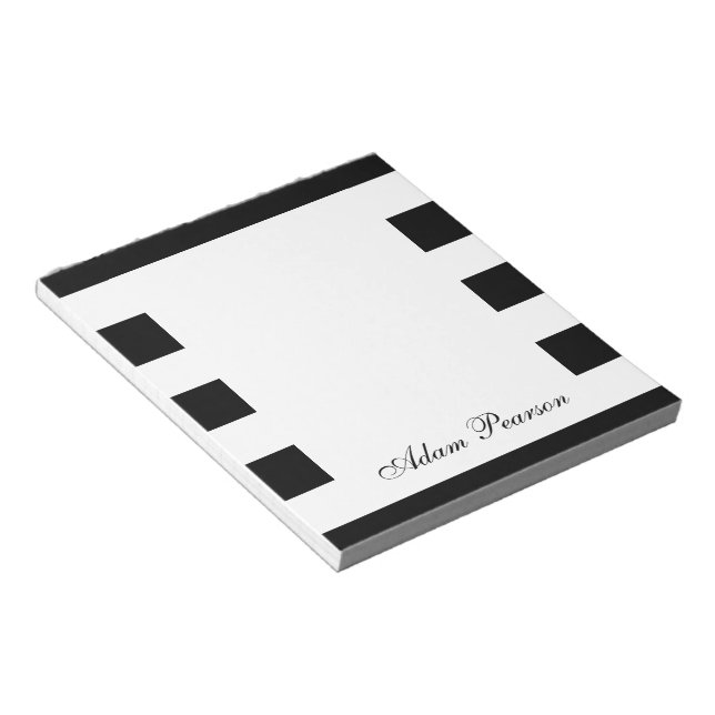Bloco De Notas Notepad Personalizado Preto e Branco (Inclinado)