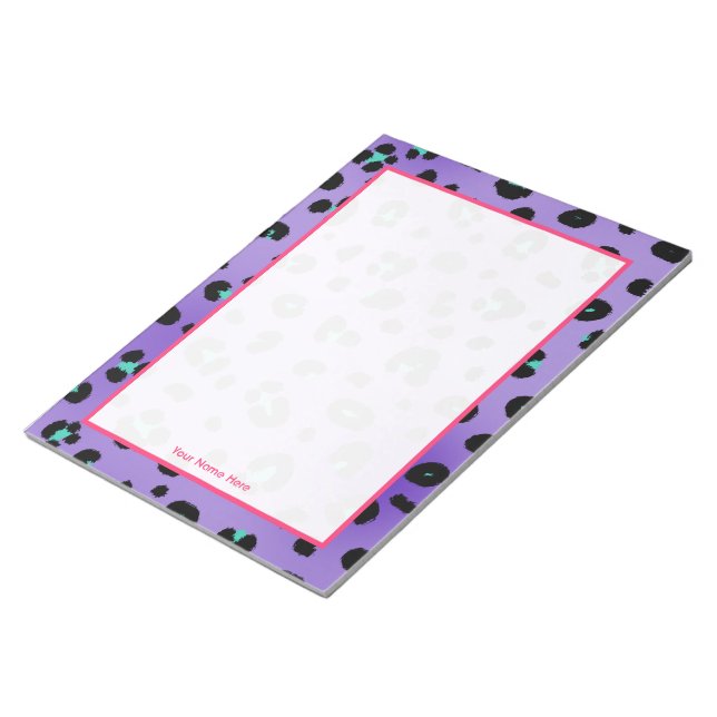 Bloco De Notas Notepad Personalizado Púrpura Leopardo (Inclinado)