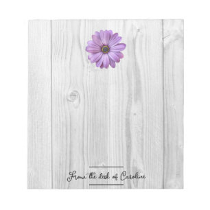 Bloco De Notas Notepad Personalizado Rustic Purple Daisy
