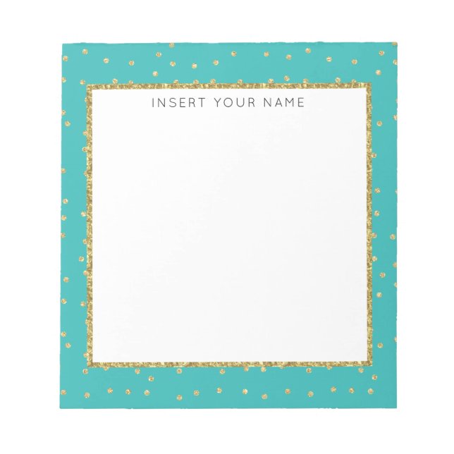 Bloco De Notas Notepad Personalizado Turquesa e Glitter 5,5" x 6" (Frente)