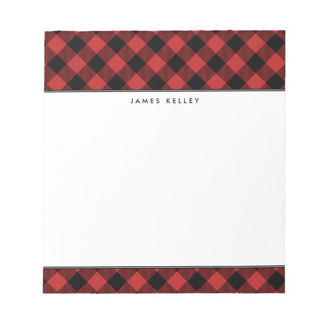 Bloco De Notas Notepad Personalizado Xadrez de Buffalo Vermelho (Frente)