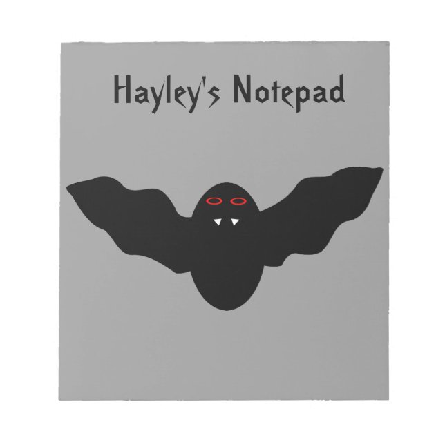 Bloco De Notas Notepad personalizável de Bat Vampiro do Halloween (Frente)