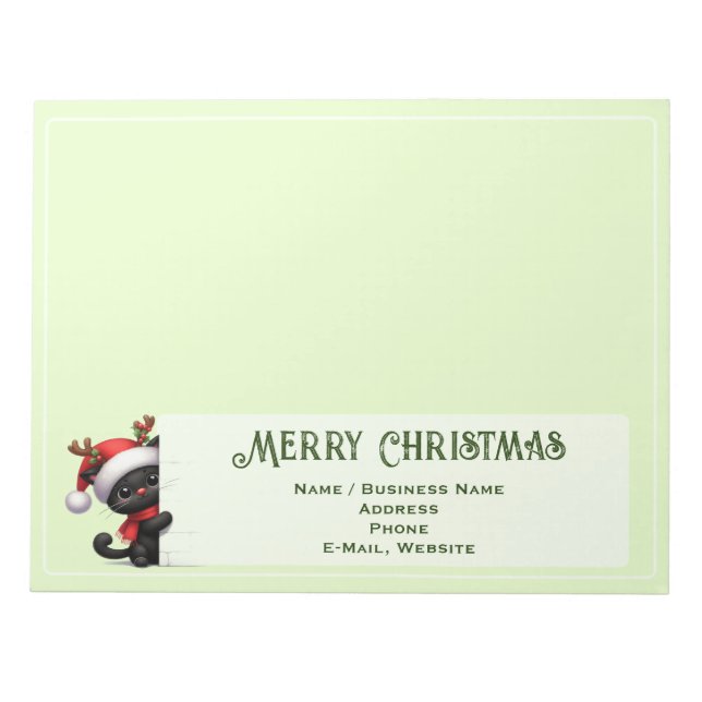Bloco De Notas Notepad Personalizável de Gato de Natal Bastante B (Frente)
