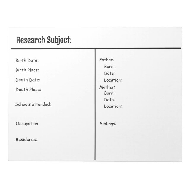 Bloco De Notas Notepad - Pesquisa em genealogia (Frente)
