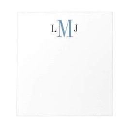 Bloco De Notas Notepad preto e azul simples monograma inicial