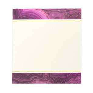 Bloco De Notas Notepad Real Purple E Dourado Agate Abstrato