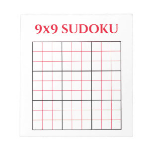 Bloco De Notas Notepad Red Simples 9x9 Sudoku Modelo
