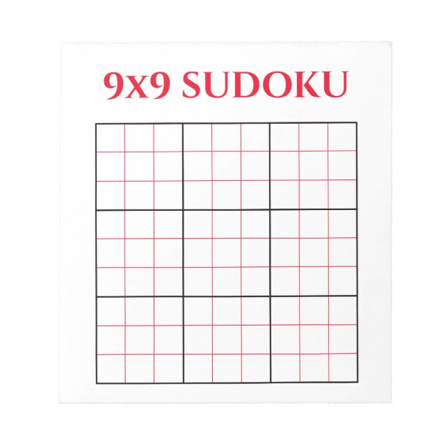 Bloco De Notas Notepad Red Simples 9x9 Sudoku Modelo (Frente)