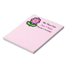 Bloco De Notas Notepad Rosa do Professor com Flor Rosa